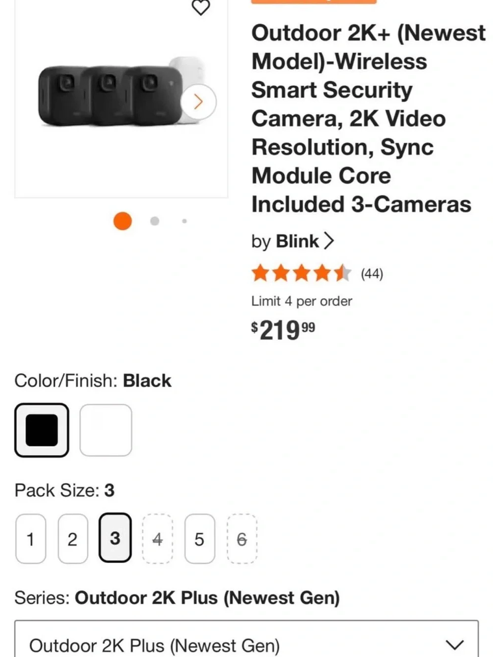 Blink Outdoor 2K+ Wireless Security Camera Kit - Black (3-Camera)